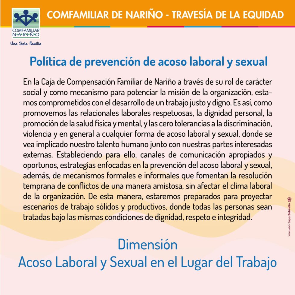 Política De Prevención De Acoso Laboral Y Sexual Sst Comfa